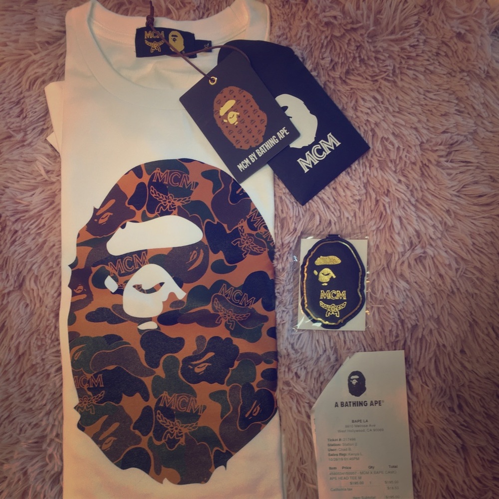 SOLD MCM x BAPE Collab T-Shirt With Keychain.